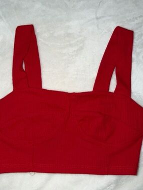 Inspired Hearts Red Ribbed Bustier Crop Top